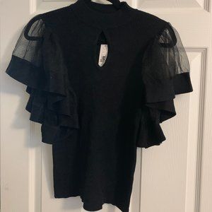 New York & Company Mock Turtleneck Sheer Slv NWT